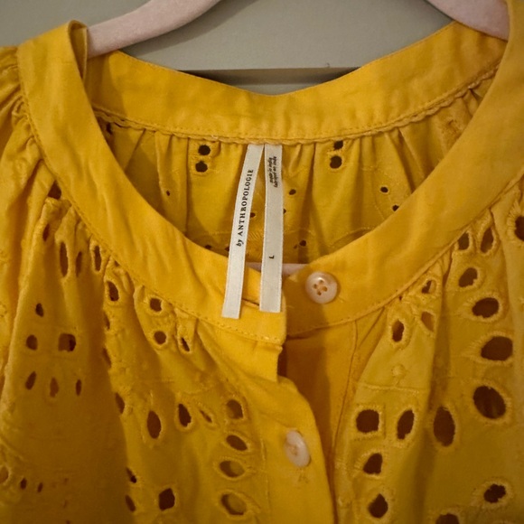 Anthropologie Tallulah Yellow Eyelet Mini Dress - Size L - Picture 5 of 6